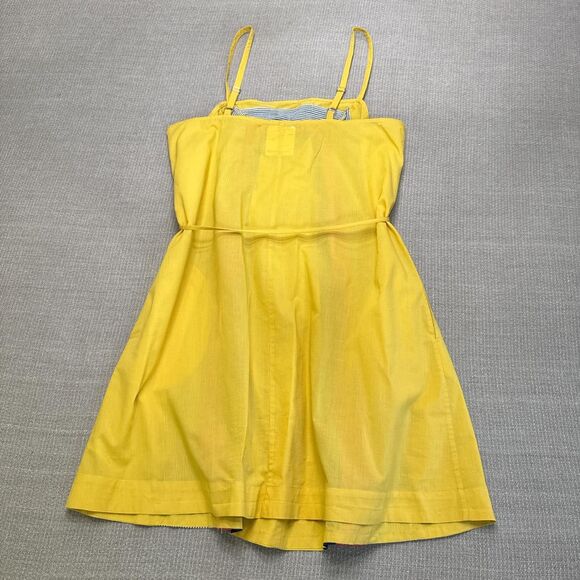 Allihop Striped yellow cotton/linen patchwork boho hippie sundress tie waist Lg - Picture 5 of 8